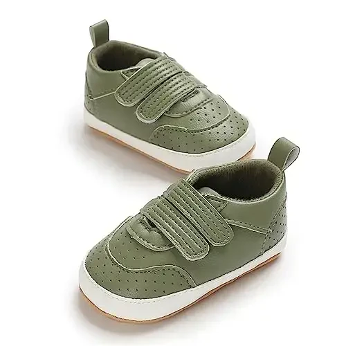 Unisex Baby Boys Girls High-Top Ankle Sneakers Soft Rubber Sole Infant Crib Shoes Toddler First Walkers - 7