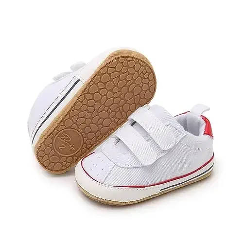 Unisex Baby Boys Girls High-Top Ankle Sneakers Soft Rubber Sole Infant Crib Shoes Toddler First Walkers - 1