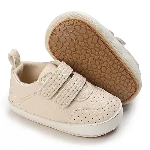 Unisex Baby Boys Girls High-Top Ankle Sneakers Soft Rubber Sole Infant Crib Shoes Toddler First Walkers - 1