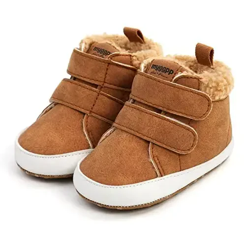 Unisex Baby Boys Girls High-Top Ankle Sneakers Soft Rubber Sole Infant Crib Shoes Toddler First Walkers - 3