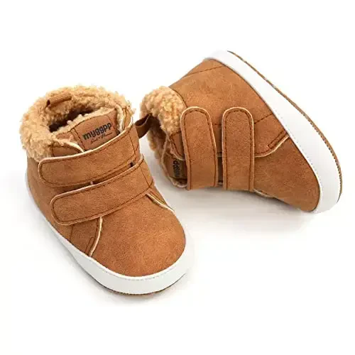 Unisex Baby Boys Girls High-Top Ankle Sneakers Soft Rubber Sole Infant Crib Shoes Toddler First Walkers - 5