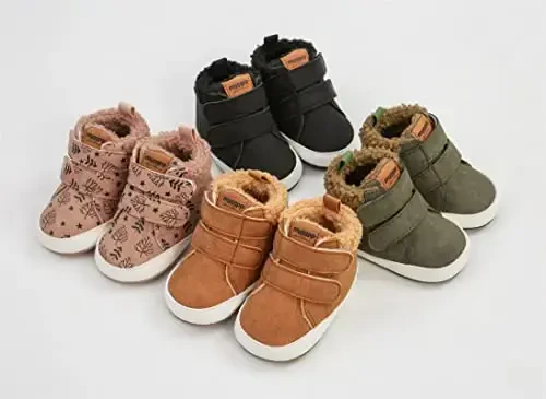 Unisex Baby Boys Girls High-Top Ankle Sneakers Soft Rubber Sole Infant Crib Shoes Toddler First Walkers - 2