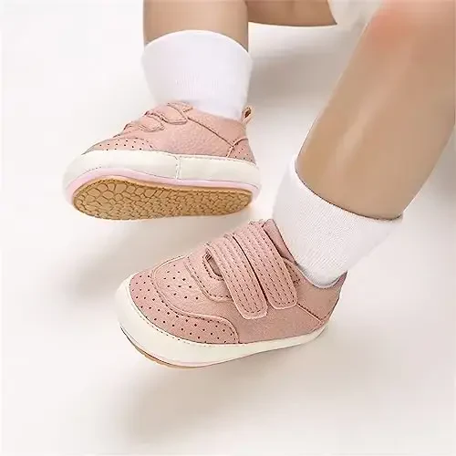 Unisex Baby Boys Girls High-Top Ankle Sneakers Soft Rubber Sole Infant Crib Shoes Toddler First Walkers - 3