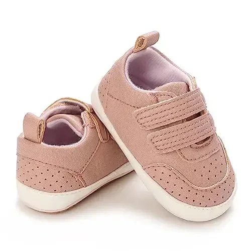 Unisex Baby Boys Girls High-Top Ankle Sneakers Soft Rubber Sole Infant Crib Shoes Toddler First Walkers - 6