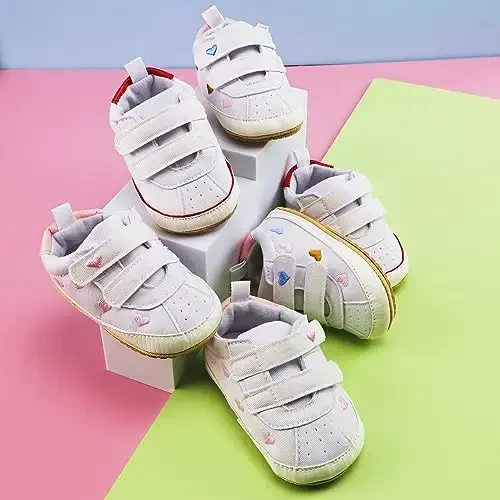 Unisex Baby Boys Girls High-Top Ankle Sneakers Soft Rubber Sole Infant Crib Shoes Toddler First Walkers - 2