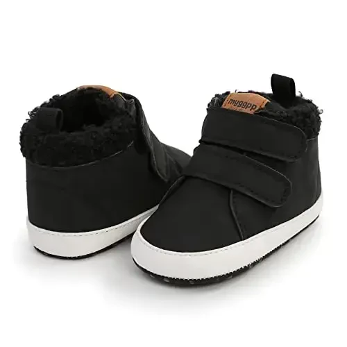 Unisex Baby Boys Girls High-Top Ankle Sneakers Soft Rubber Sole Infant Crib Shoes Toddler First Walkers - 5