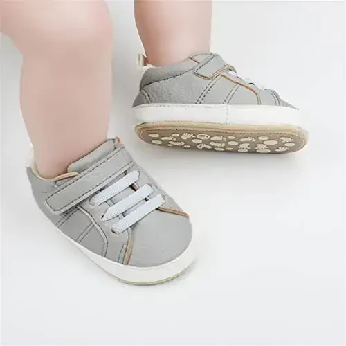 Unisex Baby Boys Girls High-Top Ankle Sneakers Soft Rubber Sole Infant Crib Shoes Toddler First Walkers - 3