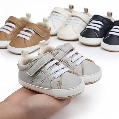 Unisex Baby Boys Girls High-Top Ankle Sneakers Soft Rubber Sole Infant Crib Shoes Toddler First Walkers - 4