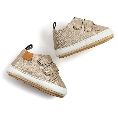 Unisex Baby Boys Girls High-Top Ankle Sneakers Soft Rubber Sole Infant Crib Shoes Toddler First Walkers - 4