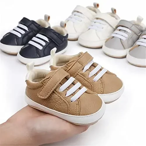 Unisex Baby Boys Girls High-Top Ankle Sneakers Soft Rubber Sole Infant Crib Shoes Toddler First Walkers - 4