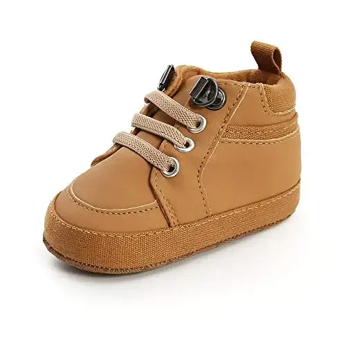 Unisex Baby Boys Girls High-Top Ankle Sneakers Soft Rubber Sole Infant Crib Shoes Toddler First Walkers - 1
