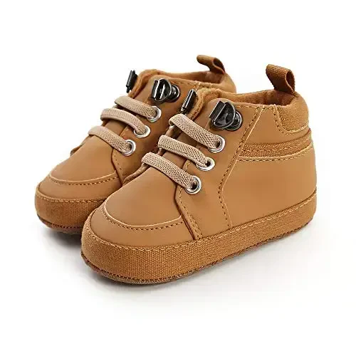 Unisex Baby Boys Girls High-Top Ankle Sneakers Soft Rubber Sole Infant Crib Shoes Toddler First Walkers - 4
