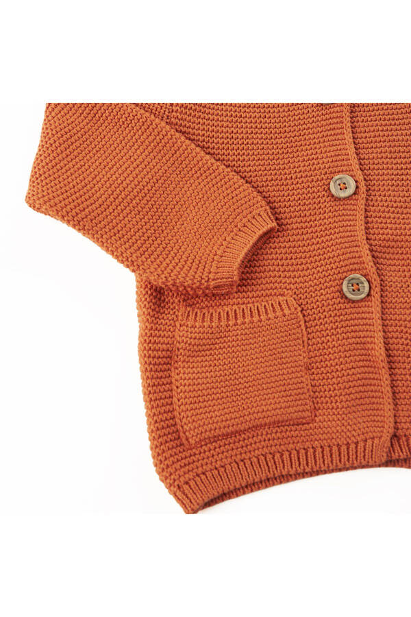 Unisex Baby Brick Red Knit Cardigan - 15