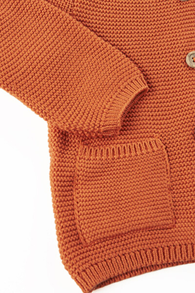 Unisex Baby Brick Red Knit Cardigan - 4