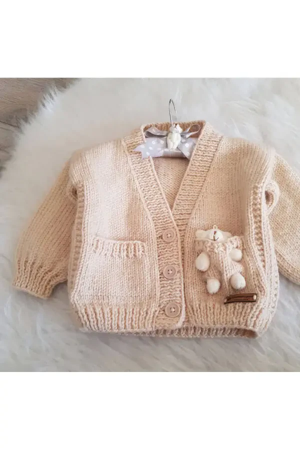 Unisex baby cardigan with a bear - 1