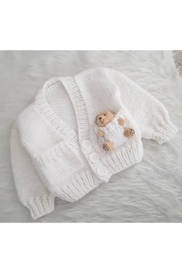 Unisex Baby Cardigan with Bear - 1