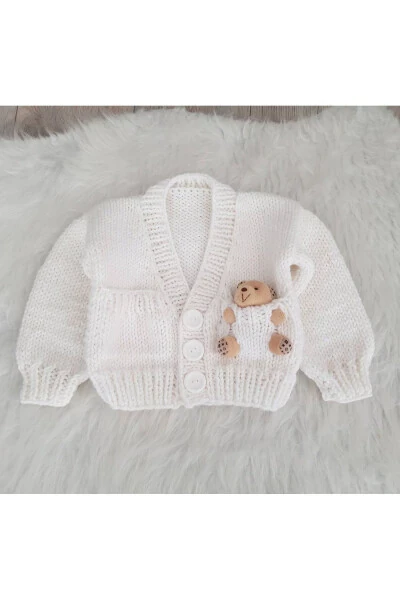 Unisex Baby Cardigan with Bear - EL ÖRGÜSÜ (1)