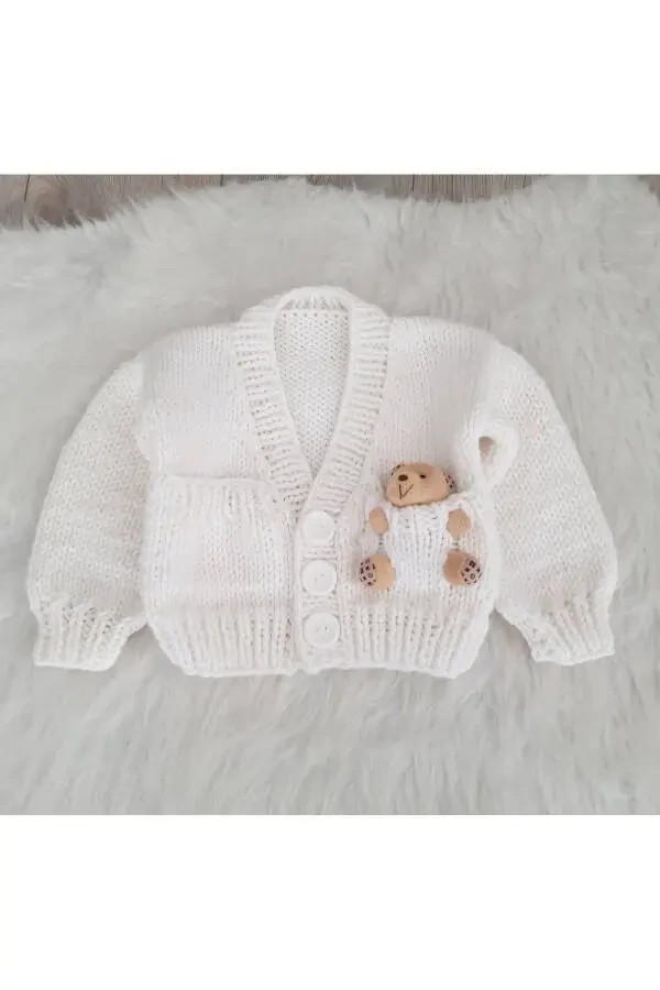Unisex Baby Cardigan with Bear - 2