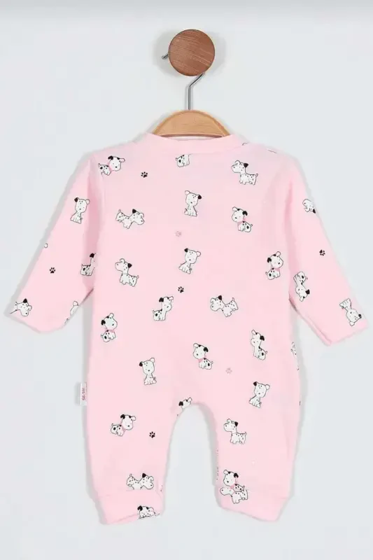Unisex Baby Dog Print Snap-Front Newborn Romper 100% Cotton Flexible 1-3-6 Months-PINK DOG - 3