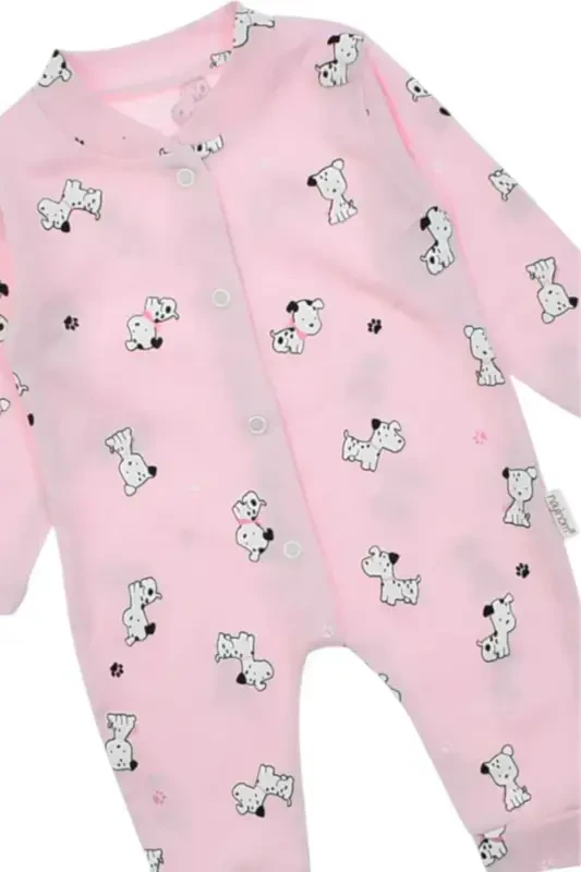 Unisex Baby Dog Print Snap-Front Newborn Romper 100% Cotton Flexible 1-3-6 Months-PINK DOG - 6