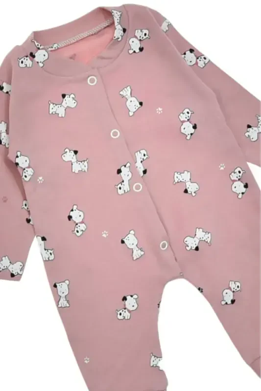 Unisex Baby Dog Printed Snap-Button Newborn Baby Jumpsuit 100% Cotton Flexible-ROSEWOOD DOG - 3