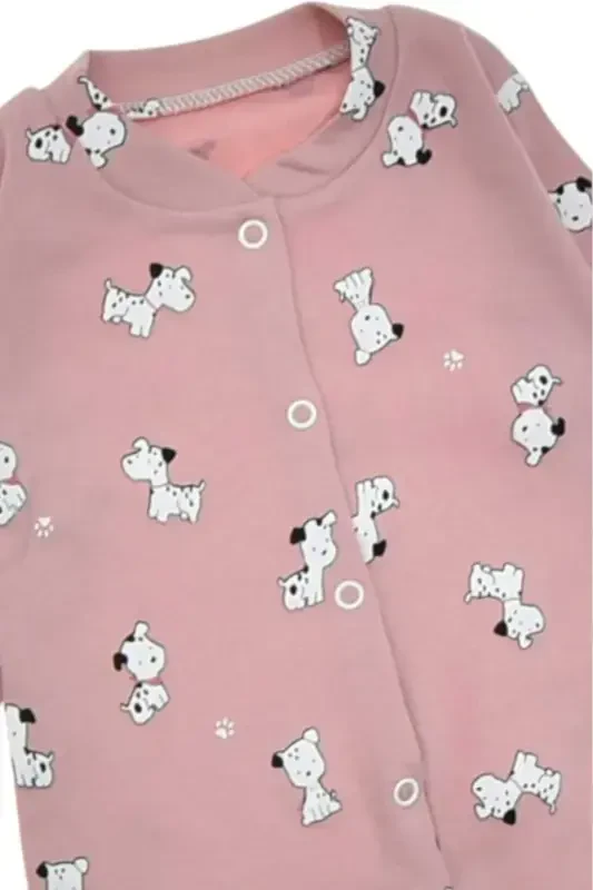 Unisex Baby Dog Printed Snap-Button Newborn Baby Jumpsuit 100% Cotton Flexible-ROSEWOOD DOG - 4