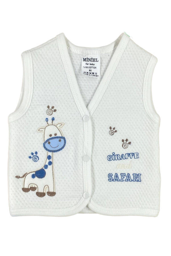 Unisex Baby Giraffe Embroidered Organic Cotton 3-Piece Quilted Vest Set for 3-6-9 Months. - 6