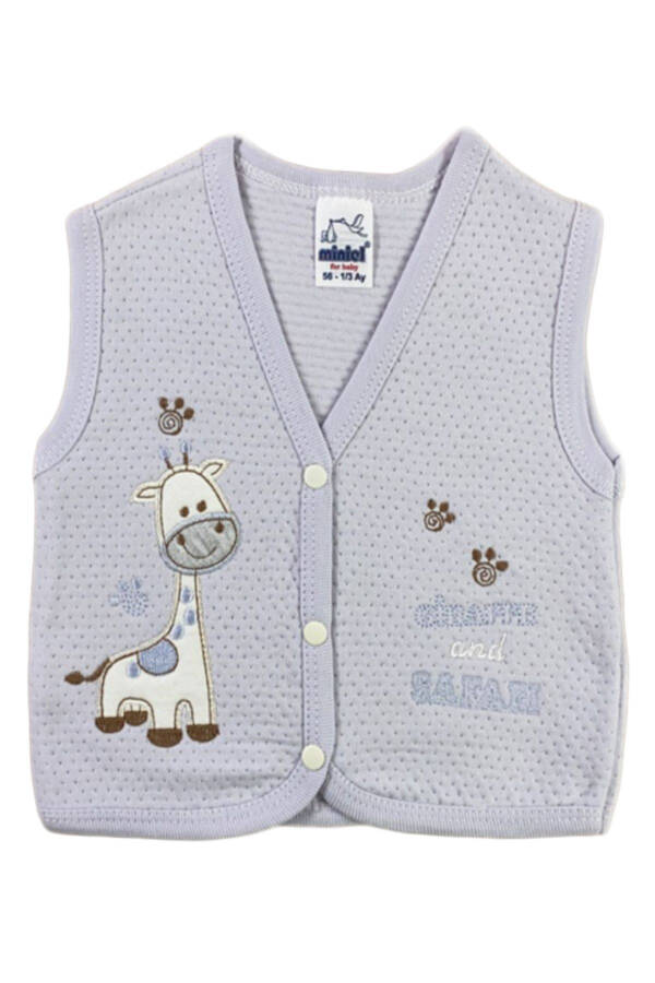 Unisex Baby Giraffe Embroidered Organic Cotton 3-Piece Quilted Vest Set for 3-6-9 Months. - 8