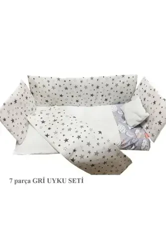 Unisex Baby Grey Avantgarde Gold 5 Drawer Crib Set (Crib+Mattress+Sleep Set+Mosquito Net Set)-Grey - 4