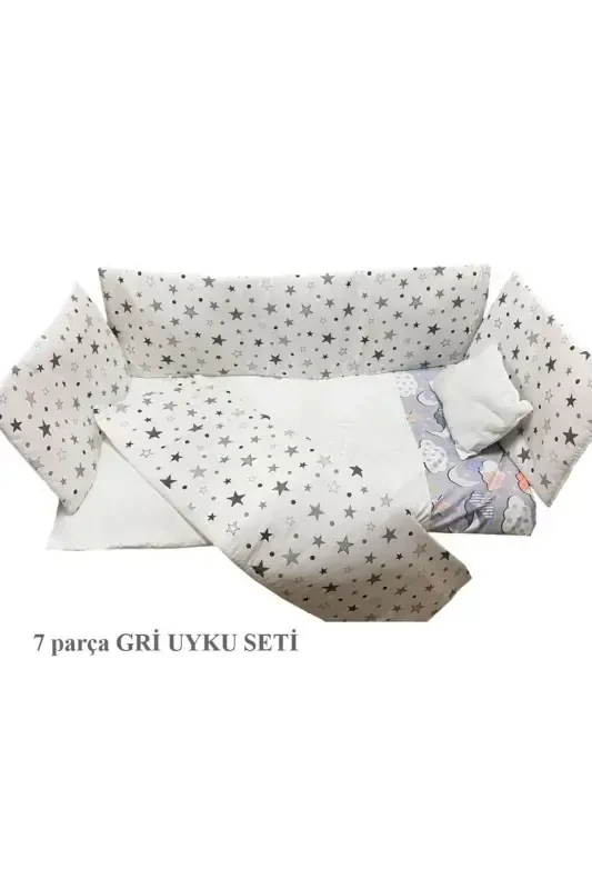 Unisex Baby Grey Avantgarde Gold 5 Drawer Crib Set (Crib+Mattress+Sleep Set+Mosquito Net Set)-Grey - 4