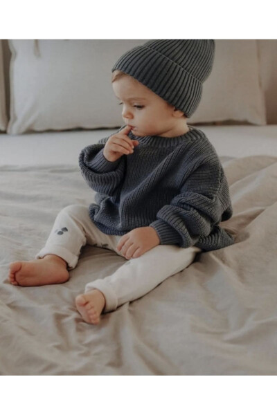 Unisex Baby-Kid Knit Sweater 6 Months 5 Years (Dark blue grey mix color) - 5