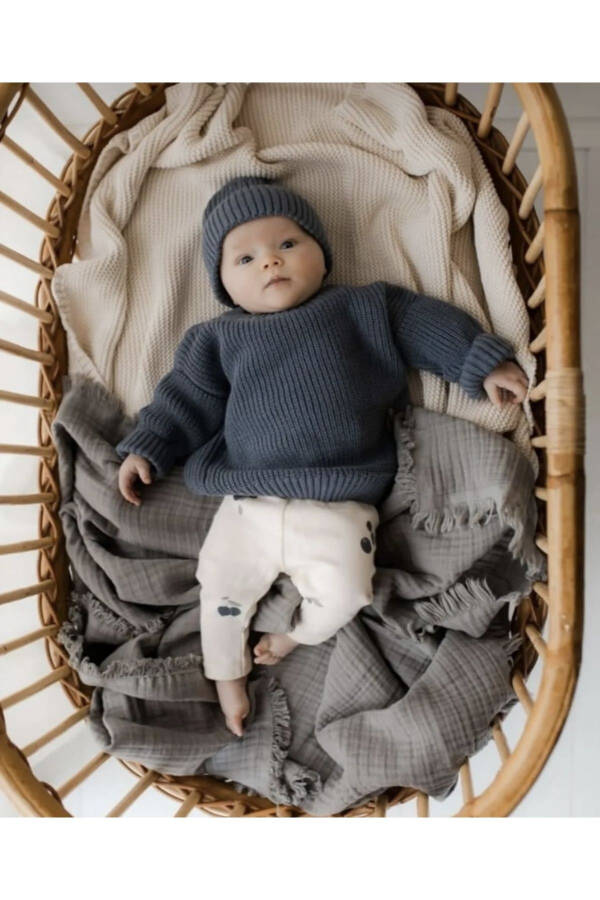 Unisex Baby-Kid Knit Sweater 6 Months 5 Years (Dark blue grey mix color) - 8