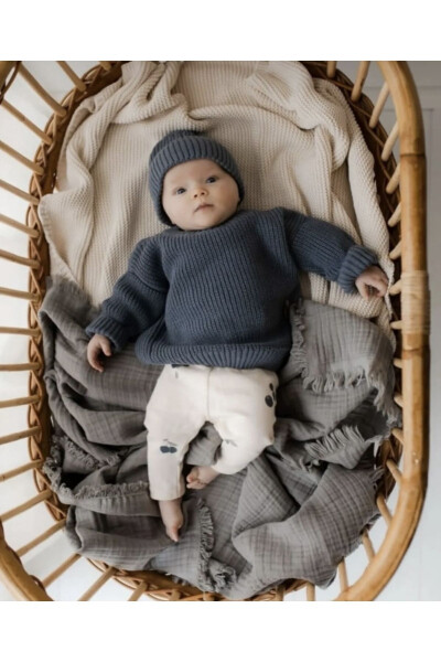 Unisex Baby-Kid Knit Sweater 6 Months 5 Years (Dark blue grey mix color) - 4