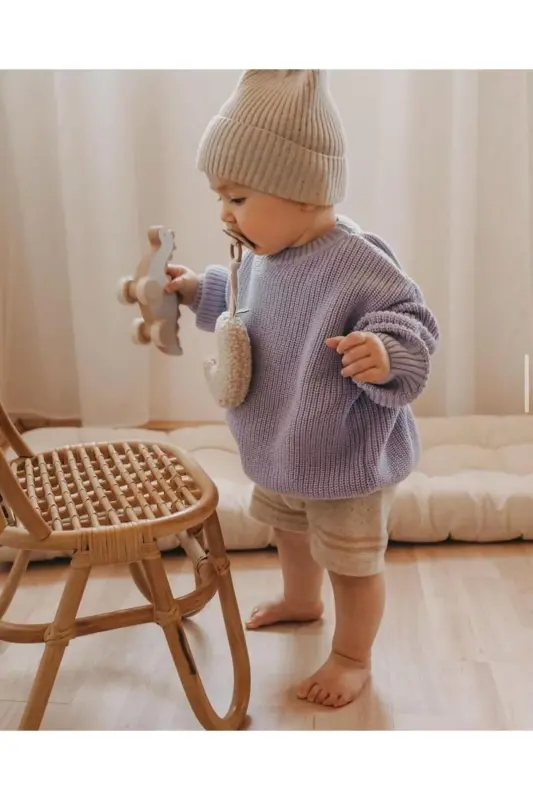 Unisex Baby, Kids Bicycle Neck Oversize Knit Sweater 6 Months-5 Years - SPARROW LAUREL