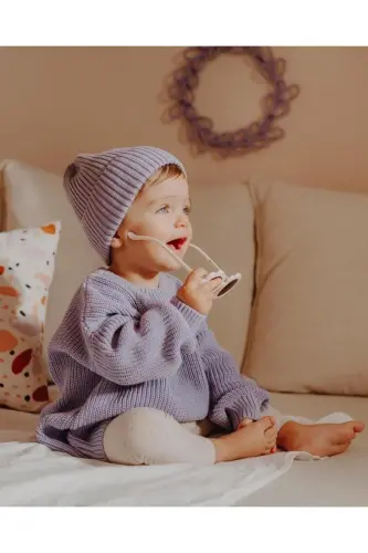 Unisex Baby, Kids Bicycle Neck Oversize Knit Sweater 6 Months-5 Years - 3