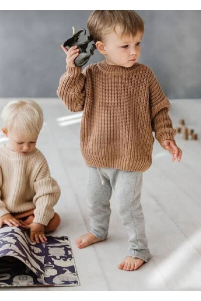 Unisex Baby Kids Crew Neck Extra Stretchy Knit Sweater (2 Piece Sweater Set) - 3