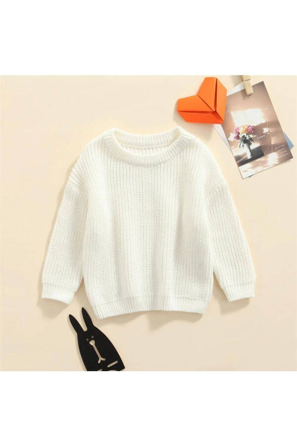 Unisex Baby Kids Crew Neck Oversize Knit Sweater 6 Months-5 Years - 6