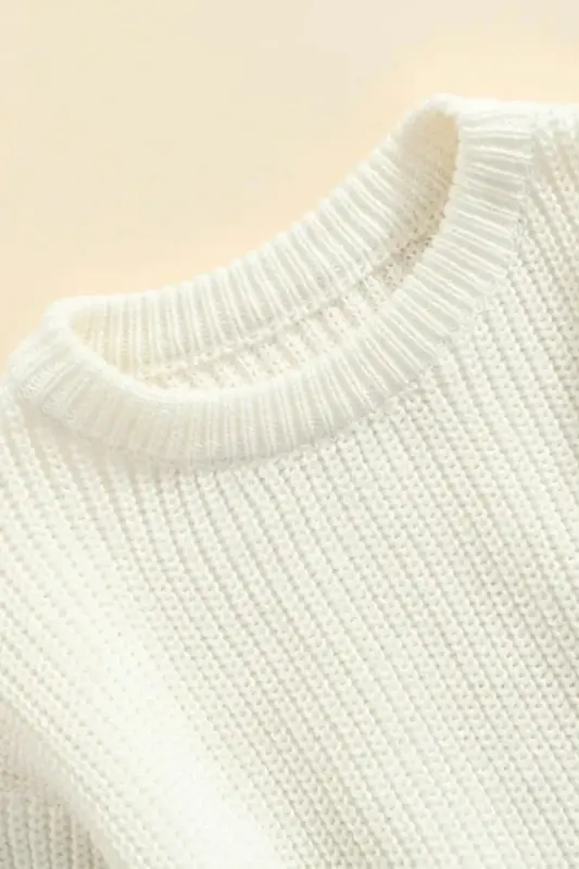 Unisex Baby Kids Crew Neck Oversize Knitwear Sweater 6 Months-5 Years - Cream - 4