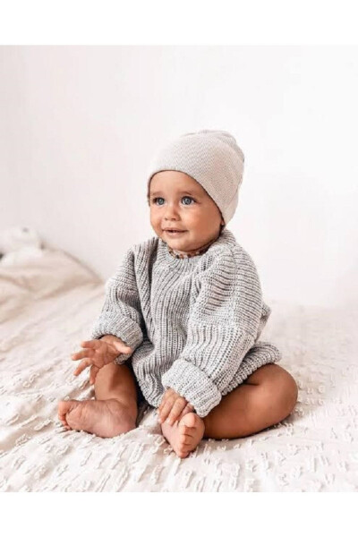 Unisex Baby Kids Crew Neck Oversized Knitted Sweater 6 Months-5 Years - 1