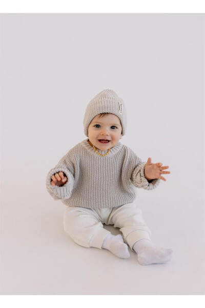 Unisex Baby Knit Sweater Beige Color - 3