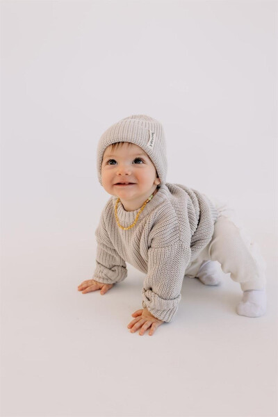 Unisex Baby Knit Sweater Beige Color - YOBEBEK (1)