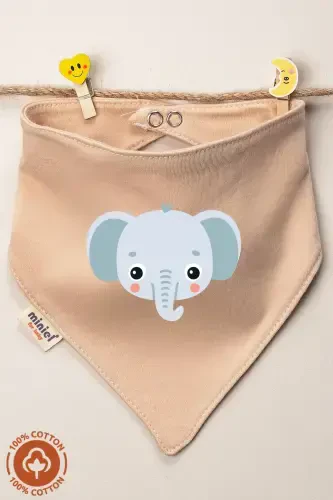 Unisex Baby Newborn Knitted Organic Cotton Animal Figured 0-3 Months Baby Bib 3-Piece Set - MINIEL (1)