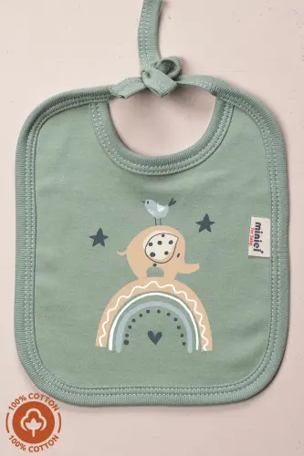 Unisex Baby Newborn Knitted Organic Cotton Elephant Print 0-3 Months Baby Bib 3-Piece Set - 4