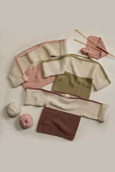 Unisex Baby Pink Ecru Sweater - 4