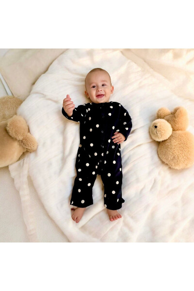 Unisex Baby Polka Dot Printed Long Sleeve Romper - 1