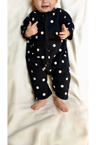 Unisex Baby Polka Dot Printed Long Sleeve Romper - 3