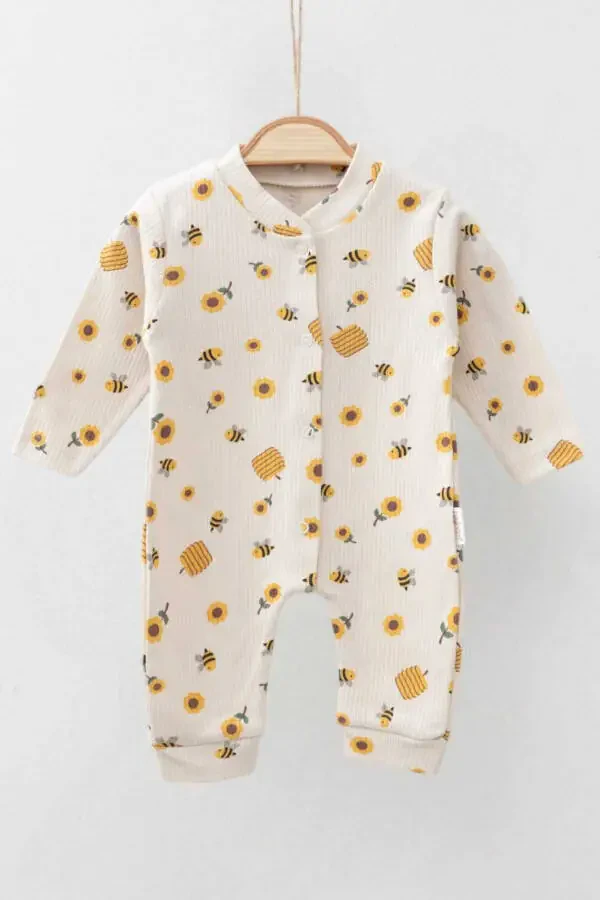 Unisex Baby Safari and Bee Print Snap-Closure Newborn - 1