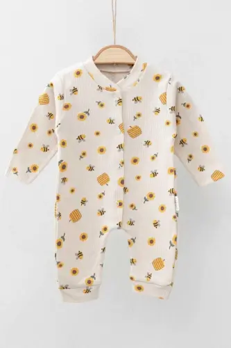 Unisex Baby Safari and Bee Print Snap-Closure Newborn - 3
