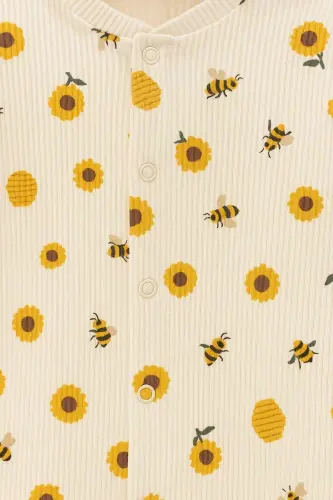 Unisex Baby Safari and Bee Print Snap-Closure Newborn - 4