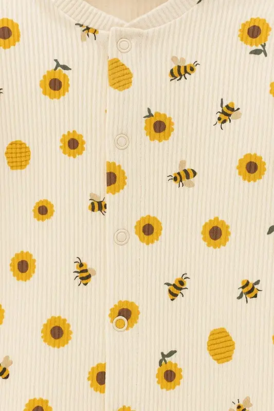 Unisex Baby Safari and Bee Print Snap-Closure Newborn - 4